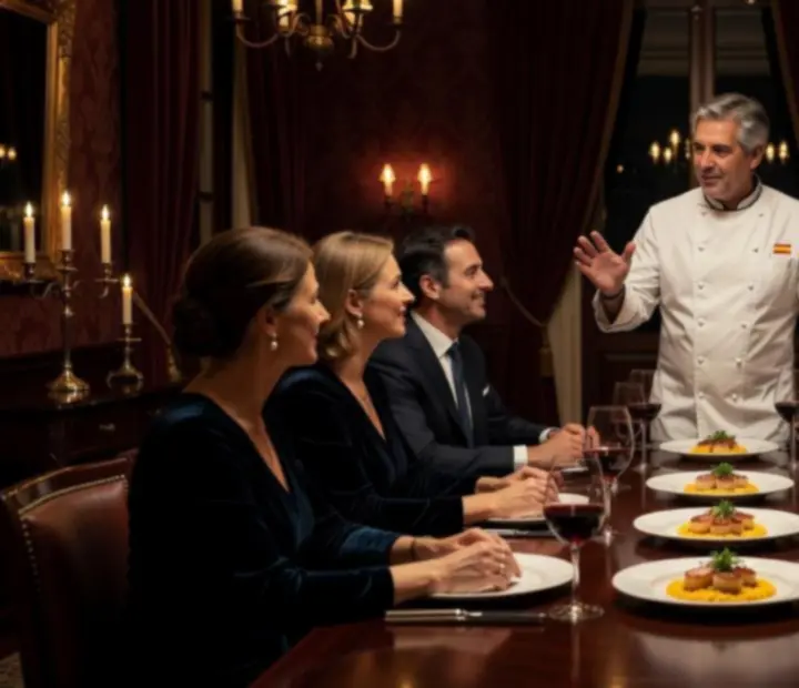 Experiencia privada con el chef en un comedor reservado de Manosytenedor, con luz cálida y mesa vestida.