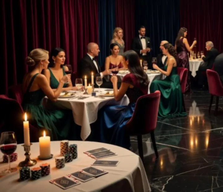 Grupo selecto en cena privada con ambiente nocturno